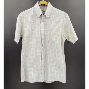 Vintage JC PENNEY THE FOX PASTEL PLAID BUTTON DOWN SHIRT SS Size Medium 